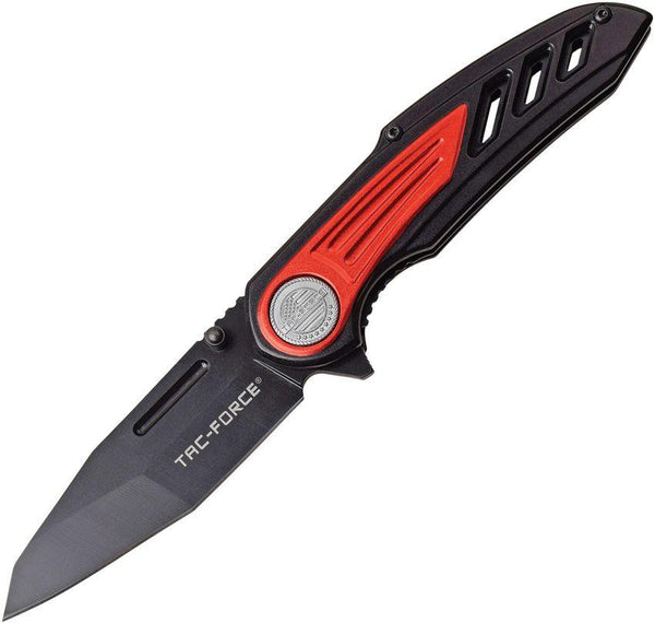 Tac Force Linerlock A/O Black & Red Aluminum Black 3Cr1 Stainless Blade - Knives.mx