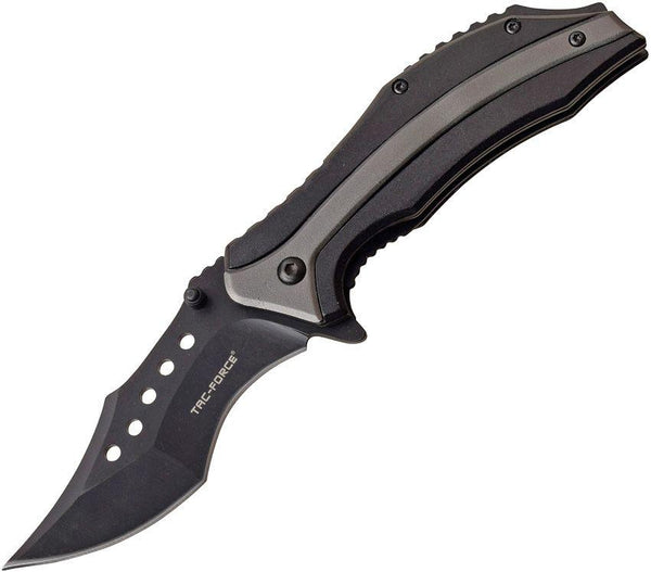 Tac Force Linerlock A/O Black&Gray Aluminum Black Clip Point 3Cr13 Stainless - Knives.mx