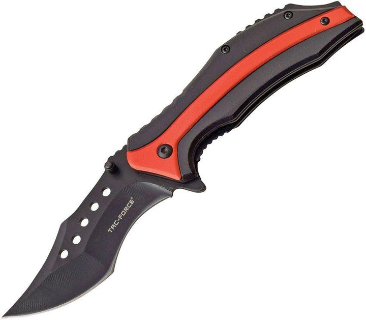 Tac Force Linerlock A/O Black&Red Aluminum Black Clip Point 3Cr13 Stainless - Knives.mx