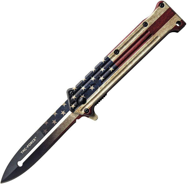 Tac Force Linerlock A/O Flag Aluminum Black Stainless Blade - Knives.mx