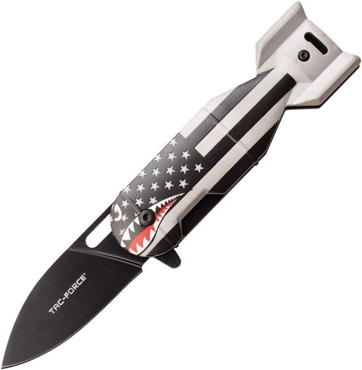 Tac Force Linerlock A/O Flag Aluminum Black Stonewash 3Cr13 Stainless - Knives.mx