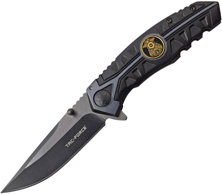 Tac Force Police Linerlock A/O Black& Blue Aluminum Two Tone Drop Point Stainless - Knives.mx