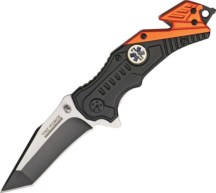 Tac Force Rescue EMT A/O Black & Orange Aluminum Two Tone Tanto Stainless - Knives.mx