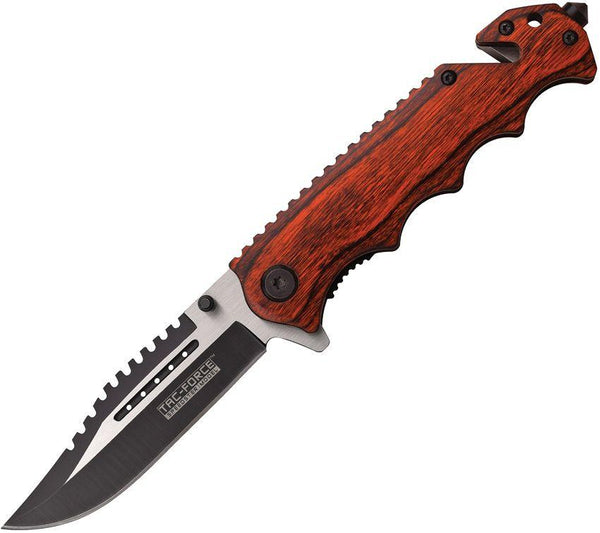 Tac Force Rescue Linerlock A/O Brown Pakkawood Two Tone 440 Stainless - Knives.mx