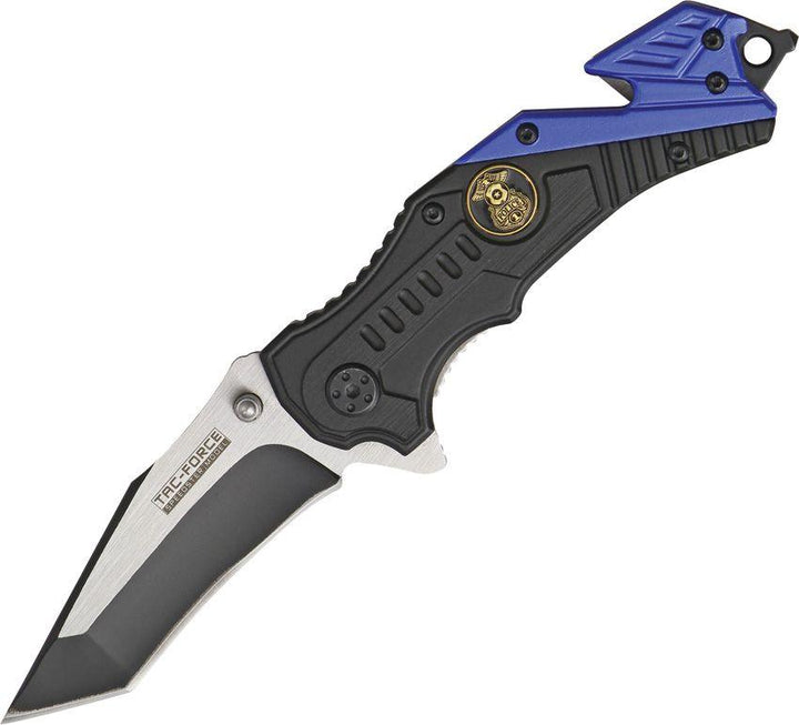 Tac Force Rescue Police A/O Black & Blue Aluminum Two Tone Tanto Stainless - Knives.mx