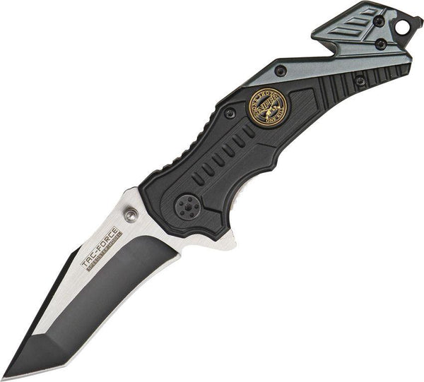 Tac Force Rescue Sniper A/O Black & Gray Aluminum Two Tone Tanto Stainless - Knives.mx