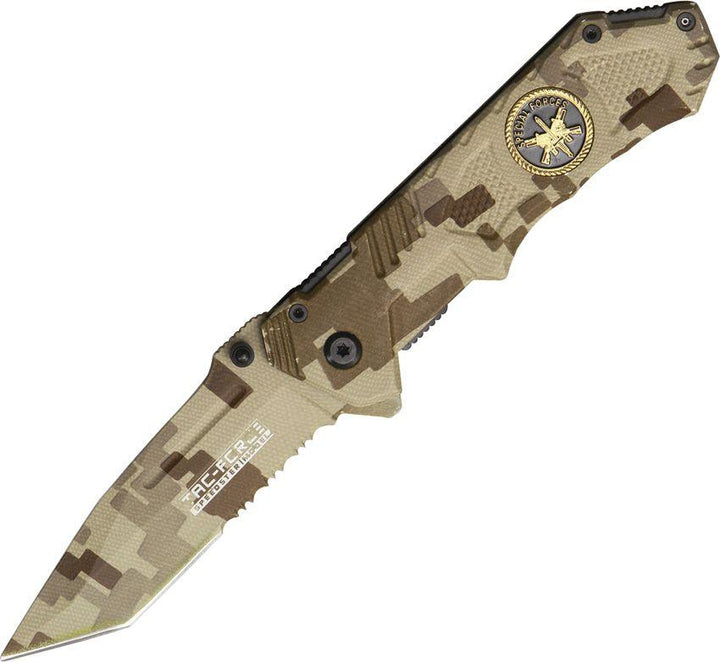 Tac Force Speed Assisted Linerlock A/O Digital Camo Aluminum Tanto Serrated Stainless - Knives.mx