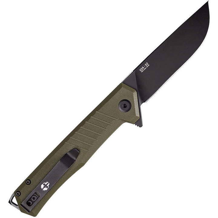 Tekto Knives F1 Alpha Linerlock OD Green G10 Black Titanium Coated D2 - Knives.mx