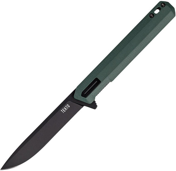 Tekto Knives F2 Bravo Linerlock OD Green G10 Black Accents Titanium Coated D2 - Knives.mx