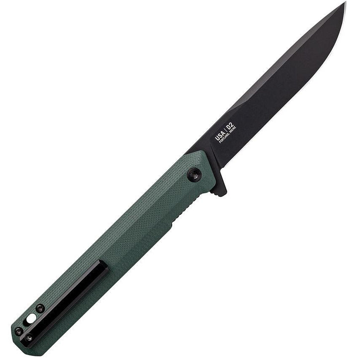 Tekto Knives F2 Bravo Linerlock OD Green G10 Black Accents Titanium Coated D2 - Knives.mx