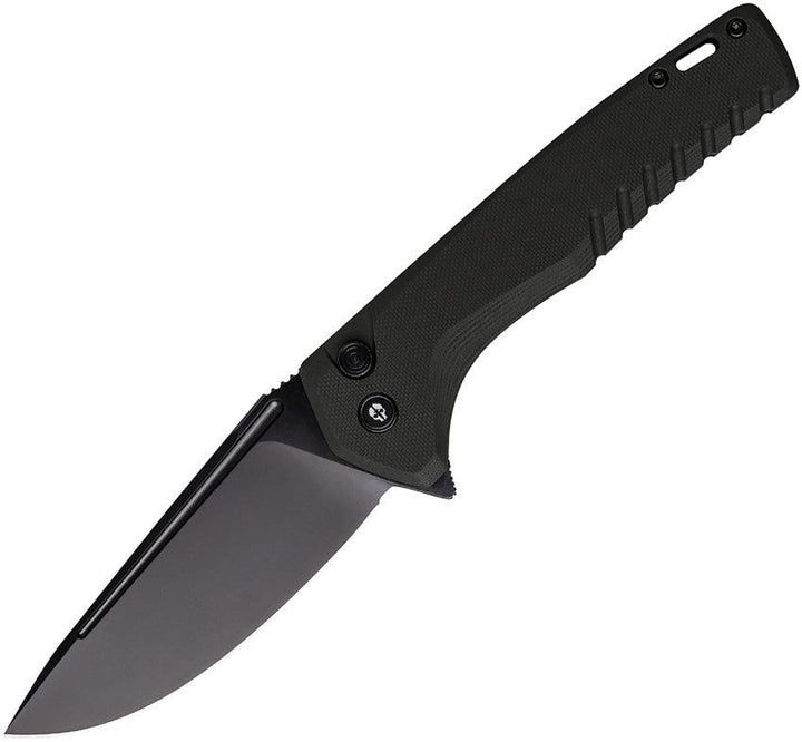 Tekto Knives F3 Charlie Button Lock Black G10 Titanium Coated D2 - Knives.mx