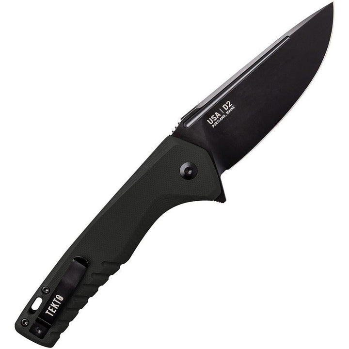 Tekto Knives F3 Charlie Button Lock Black G10 Titanium Coated D2 - Knives.mx