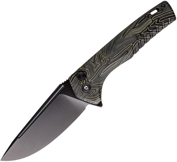 Tekto Knives F3 Charlie Button Lock Damascus G10 Black Titanium Coated D2 - Knives.mx