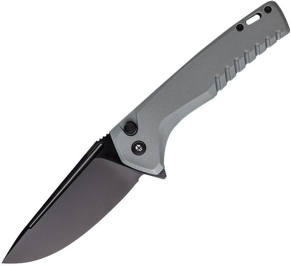 Tekto Knives F3 Charlie Button Lock Gray G10 Black Titanium Coated D2 - Knives.mx