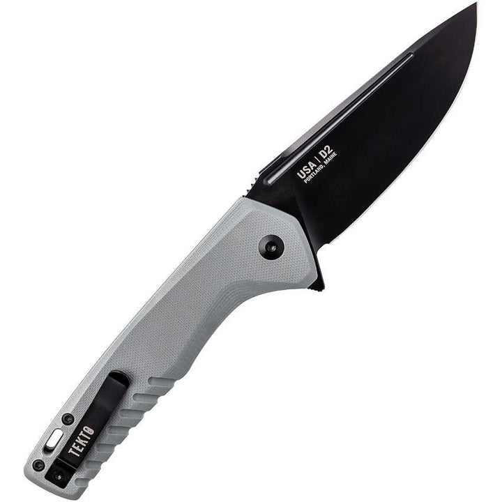 Tekto Knives F3 Charlie Button Lock Gray G10 Black Titanium Coated D2 - Knives.mx