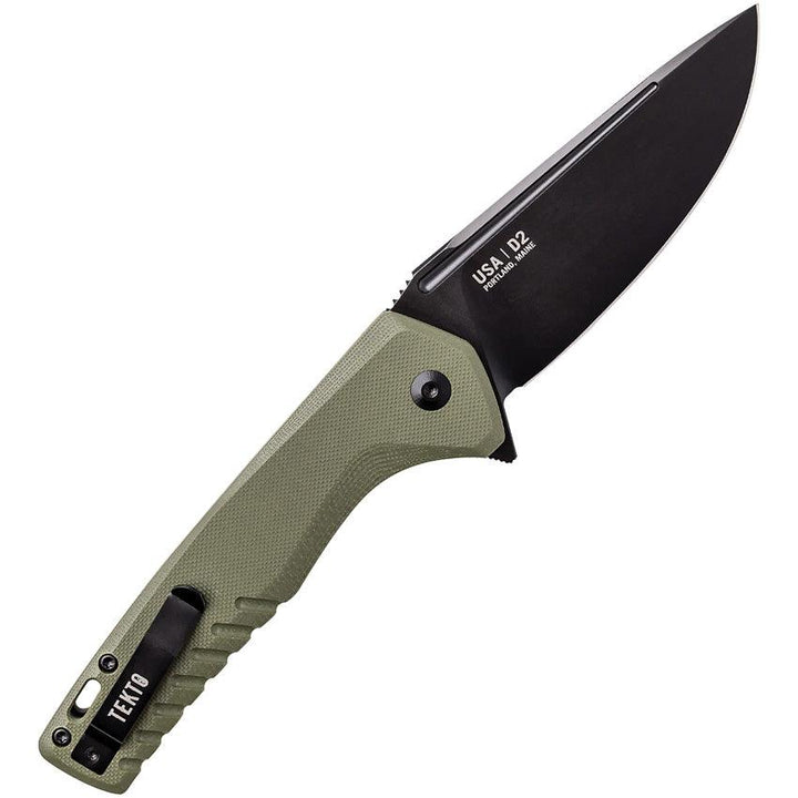 Tekto Knives F3 Charlie Button Lock OD Green G10 Black Titanium Coated D2 - Knives.mx