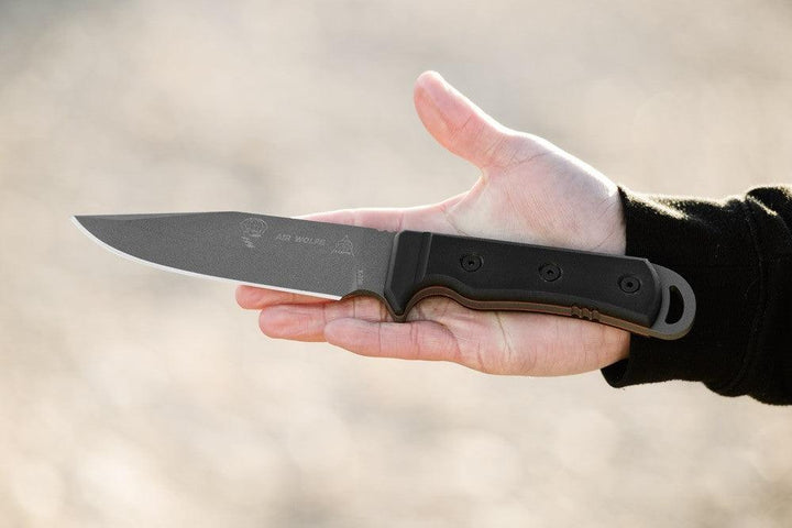 TOPS Knives AIR WOLFE Black G10 Gray 1095HC - Knives.mx