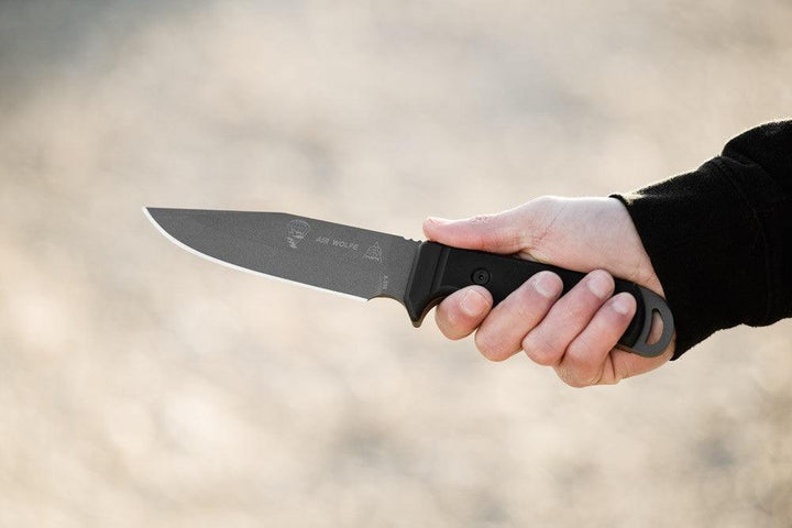 TOPS Knives AIR WOLFE Black G10 Gray 1095HC - Knives.mx