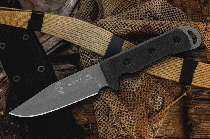 TOPS Knives AIR WOLFE Black G10 Gray 1095HC - Knives.mx