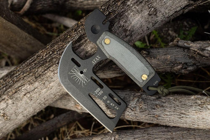 TOPS Knives ATAX Hand Axe Black Linen Micarta 1095HC - Knives.mx