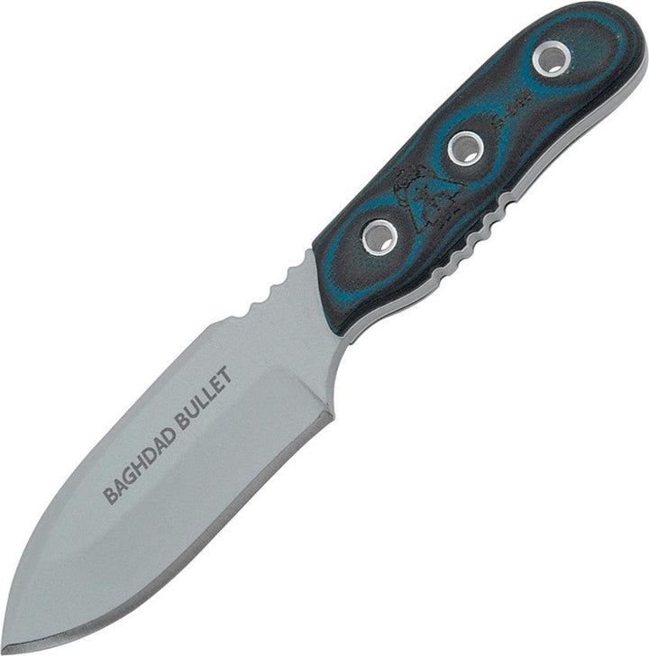 TOPS Knives Baghdad Bullet Blue & Black G10 Tactical Gray 1095HC - Knives.mx