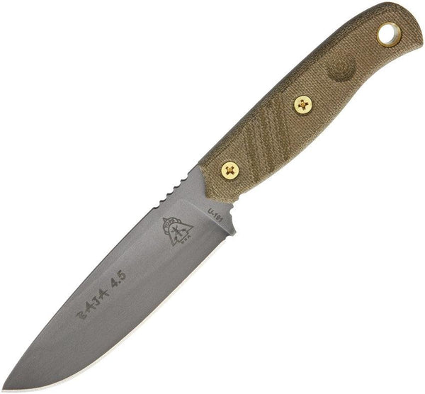 TOPS Knives Baja 4.5 Green Canvas Micarta Black River Wash 1095HC - Knives.mx