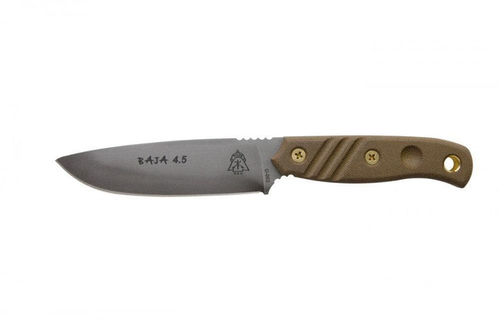 TOPS Knives Baja 4.5 Green Canvas Micarta Black River Wash 1095HC - Knives.mx