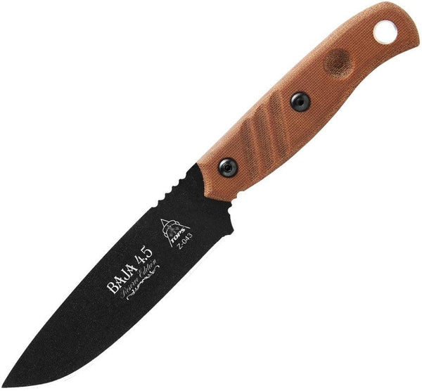 TOPS Knives Baja 4.5 Reserve Edition Tan Canvas Micarta Black 1095HC - Knives.mx