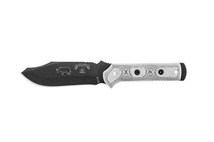 TOPS Knives Black Rhino Black Linen Micarta 1095HC - Knives.mx