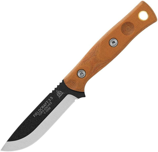 TOPS Knives Bob Fieldcraft 3.5 Tan Canvas Micarta Black 1095HC - Knives.mx