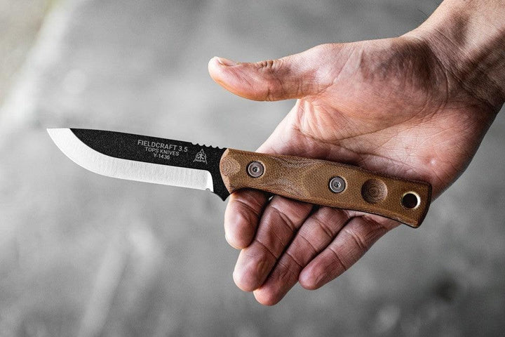 TOPS Knives Bob Fieldcraft 3.5 Tan Canvas Micarta Black 1095HC - Knives.mx