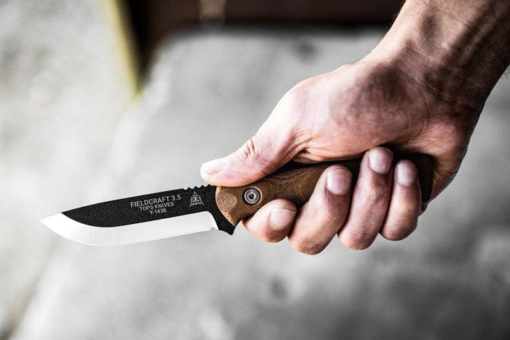 TOPS Knives Bob Fieldcraft 3.5 Tan Canvas Micarta Black 1095HC - Knives.mx