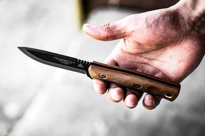 TOPS Knives Bob Fieldcraft 3.5 Tan Canvas Micarta Black 1095HC - Knives.mx