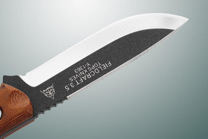 TOPS Knives Bob Fieldcraft 3.5 Tan Canvas Micarta Black 1095HC - Knives.mx