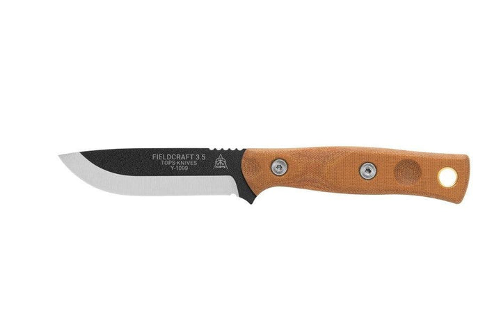 TOPS Knives Bob Fieldcraft 3.5 Tan Canvas Micarta Black 1095HC - Knives.mx