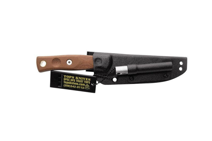 TOPS Knives Bob Fieldcraft 3.5 Tan Canvas Micarta Black 1095HC - Knives.mx