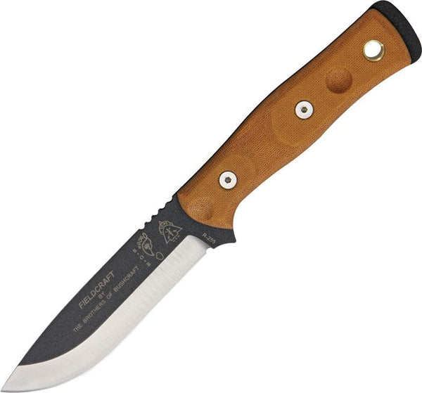 TOPS Knives Bob Fieldcraft 4.5 Tan Canvas Micarta Black 1095HC - Knives.mx