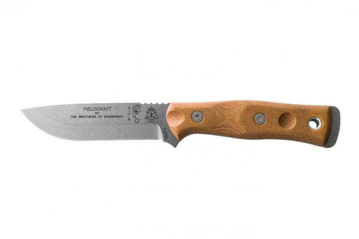 TOPS Knives BOB Fieldcraft Knife Tan Canvas Micarta Tumble 1095HC - Knives.mx