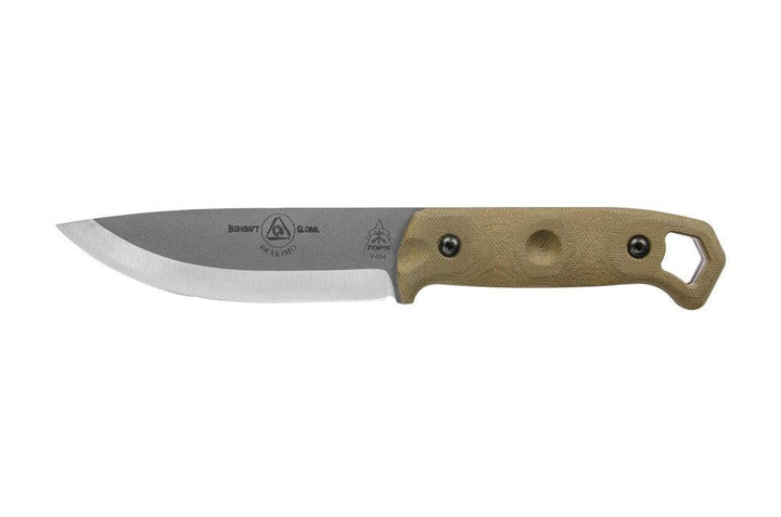 TOPS Knives Brakimo Fixed Blade Green Canvas Micarta 1095HC - Knives.mx