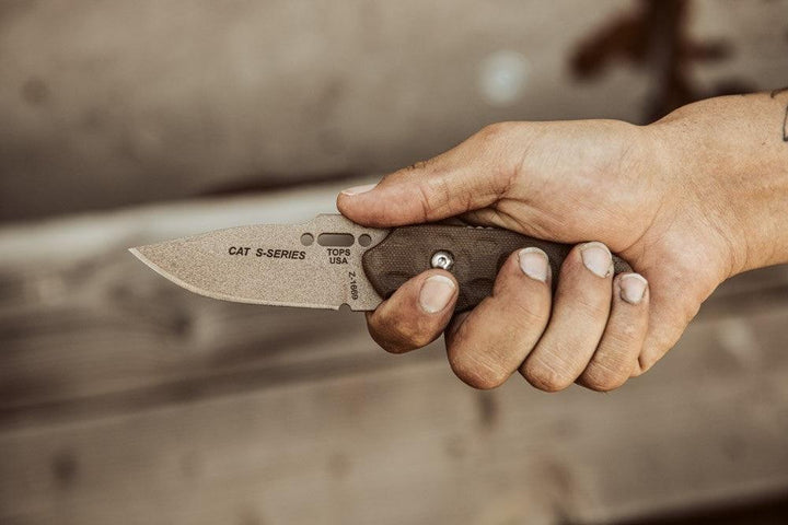 TOPS Knives C.A.T. 200S-04 Green Micarta Coyote Tan 1095HC - Knives.mx