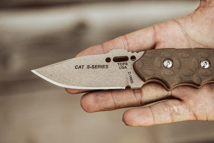 TOPS Knives C.A.T. 200S-04 Green Micarta Coyote Tan 1095HC - Knives.mx