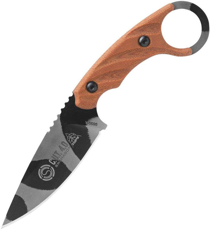 TOPS Knives C.U.T. 4.0 Combat Utility Tool Tan Canvas Micarta Camo 1095HC - Knives.mx