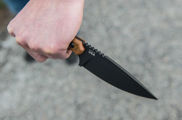 TOPS Knives C.U.T. 4.0 Combat Utility Tool Tan Canvas Micarta Traction Coating 1095HC - Knives.mx