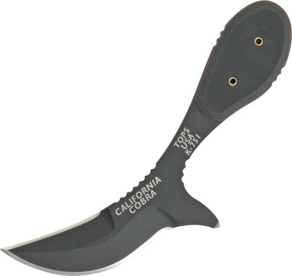 Tops Knives California Cobra Black G10 Black Traction Coating 1095HC - Knives.mx