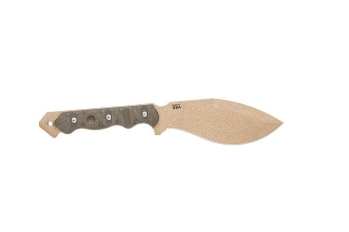 TOPS Knives CUMA TAK-RI 3.5 Green Canvas Micarta Tan 1095HC - Knives.mx