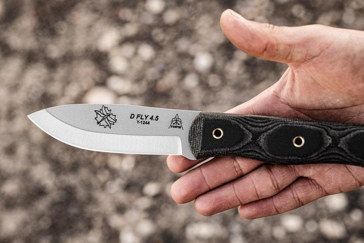 TOPS Knives D Fly 4.5 Black Canvas Micarta Bead Blast 1095HC - Knives.mx
