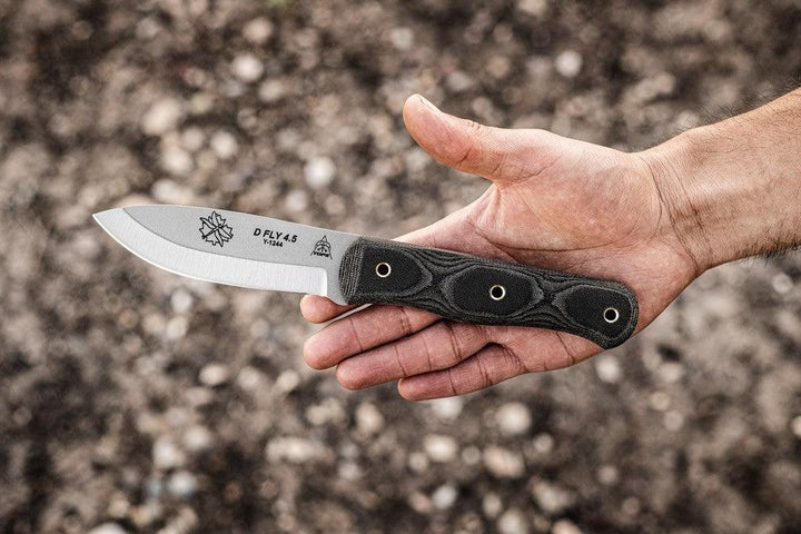 TOPS Knives D Fly 4.5 Black Canvas Micarta Bead Blast 1095HC - Knives.mx