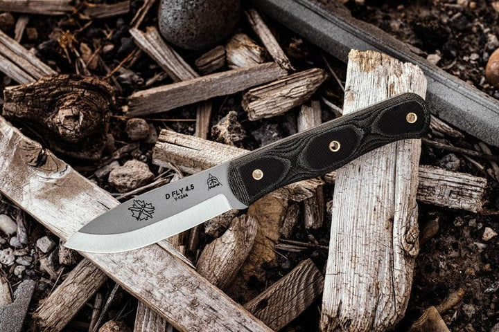 TOPS Knives D Fly 4.5 Black Canvas Micarta Bead Blast 1095HC - Knives.mx