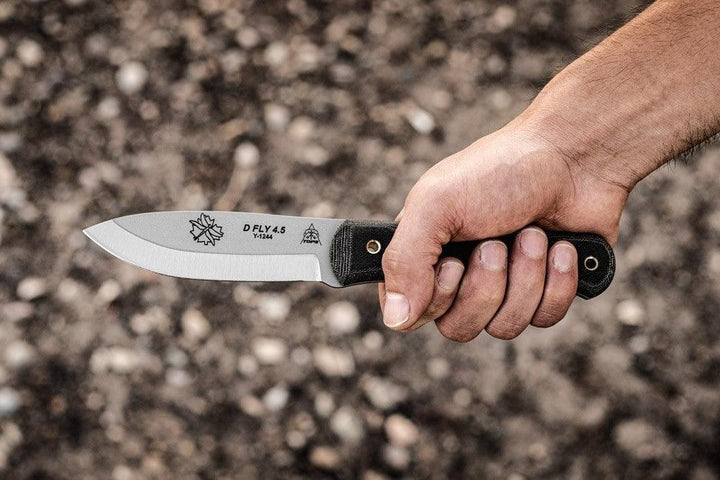 TOPS Knives D Fly 4.5 Black Canvas Micarta Bead Blast 1095HC - Knives.mx