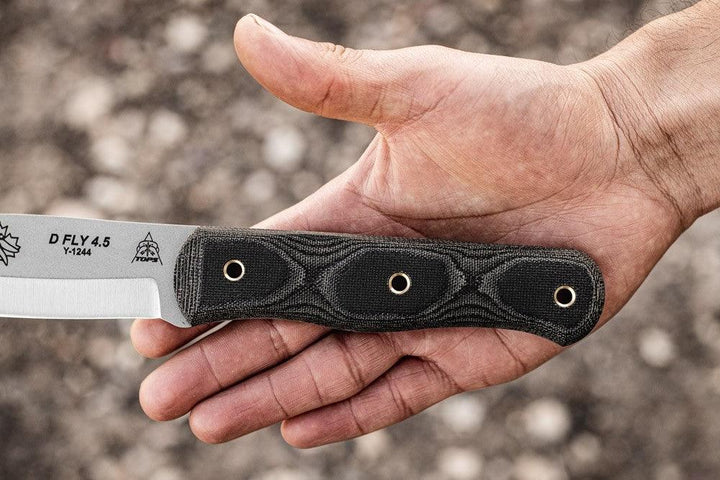 TOPS Knives D Fly 4.5 Black Canvas Micarta Bead Blast 1095HC - Knives.mx